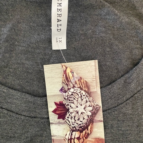 NWT Emerald women’s Gray Women's tunic 3/4 sleeve Top size XL 1X - Picture 2 of 3
